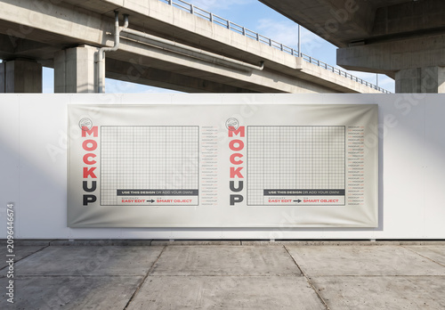 Horizontal Vinyl Canvas Banner Sign Advertising Mockup on Street