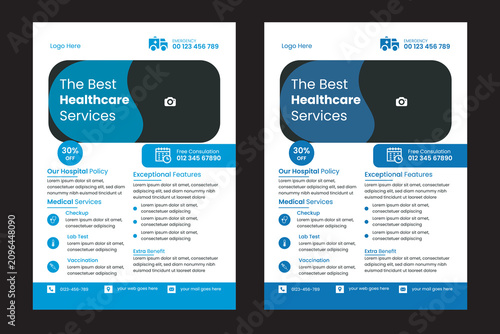 Tableau sur toile Corporate healthcare and medical cover and back page a4 flyer design template fo