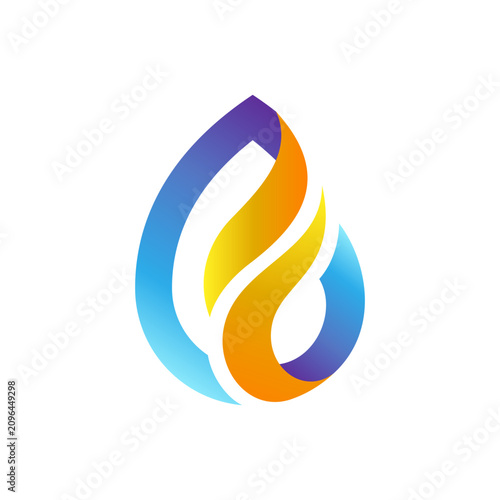 Photography Fire and water drop logo design concept