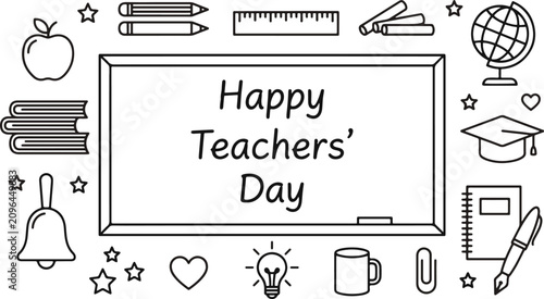 Happy teachers' day illustration with educational icons
