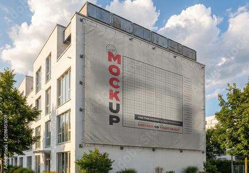 Sign on the Side of Condo Building Advertising Mockup