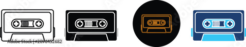 Four Different Styles Of Cassette Tape Icons