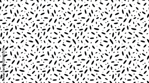 Abstract seamless pattern of small black ovals on grey transparent grid.
