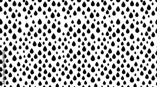 Seamless pattern with falling black raindrops, creating a simple and clean design on transparent background.