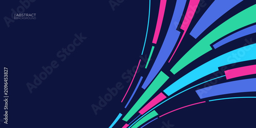 Futuristic Abstract Motion Background Featuring Colorful Curved Stripes, Neon Geometric Design for Technology, Gaming and Business Presentation