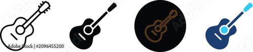 Foto Four Different Minimalist Styles Of Acoustic Guitar Icons