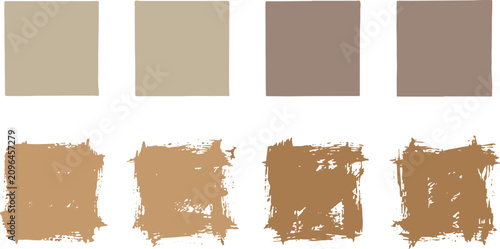 Tablou pe pânză Neutral Earth Tone Paint Swatches with Grunge Brush Strokes – Abstract Beige Col