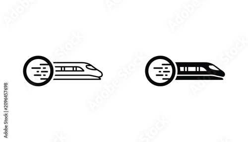 Bild auf Leinwand High speed train vector icon isolated on white Black and white outline line art