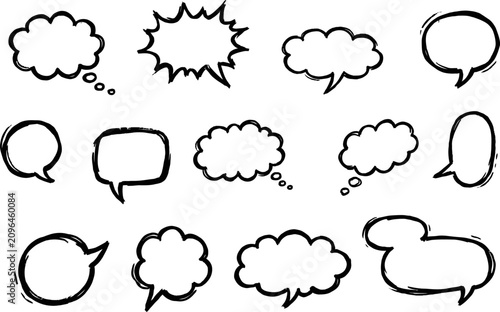 Hand drawn speech bubbles and thought balloons collection for creative projects