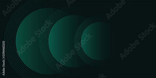 Cuadro en lienzo Minimalistic dark green and black gradient background featuring semi-circular shapes arranged in a descending pattern