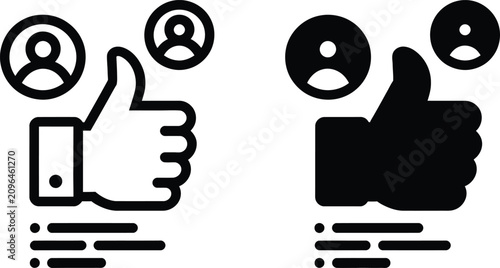 Thumbs up with user avatars icon vector illustration