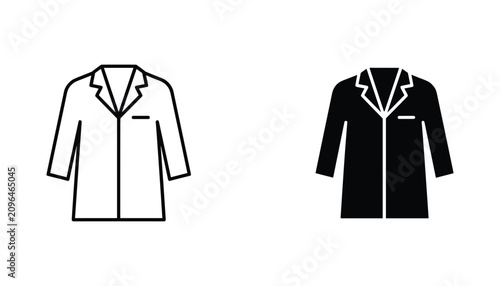 Cuadro en lienzo Lab coat vector icon isolated on white Black and white outline line art and soli