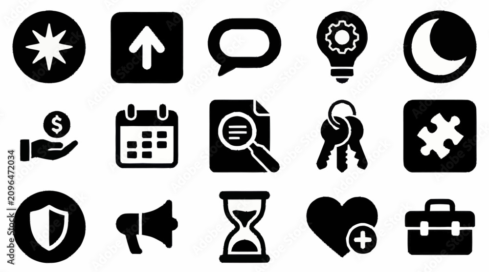 Fotografie Black and white icon set for various concepts.