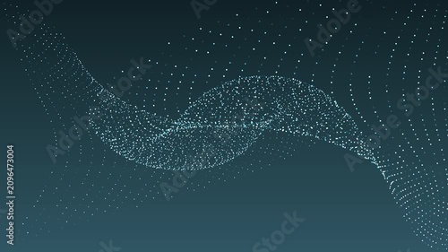 Abstract Moonlit Asteroid gradient background animation featuring tiny glowing light particles forming a flowing dotted sheet that swells and bulges at the center.