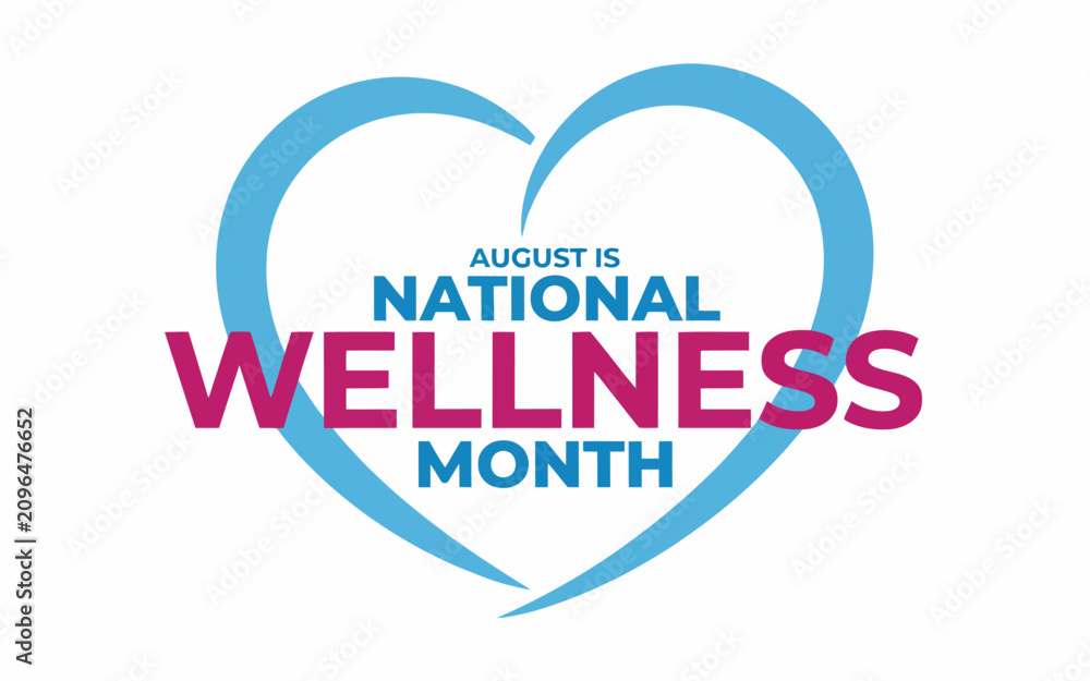 Fototapeta premium August National Wellness Month Heart Shaped Logo Design