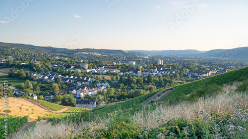 Fotografie Trier cityscape, vineyards, forest, meadows and agriculture fields, moselle vall