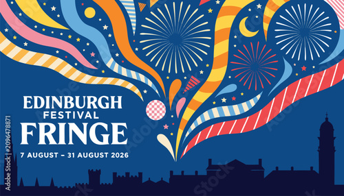 Fotografie Vibrant fireworks display over the historic skyline of Edinburgh festival fringe