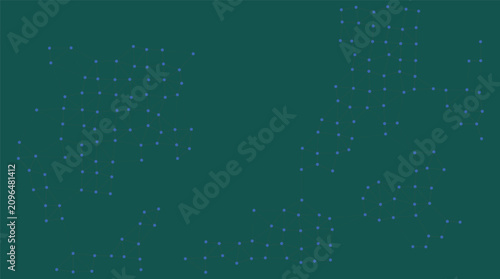 Fotografie Abstract digital network points and lines on a dark green background