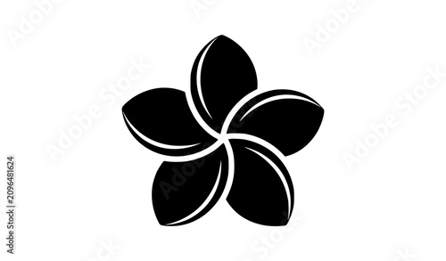 Bild auf Leinwand Plumeria Frangipani Flower Silhouette Icon for Tropical Floral Logo Design Spa W
