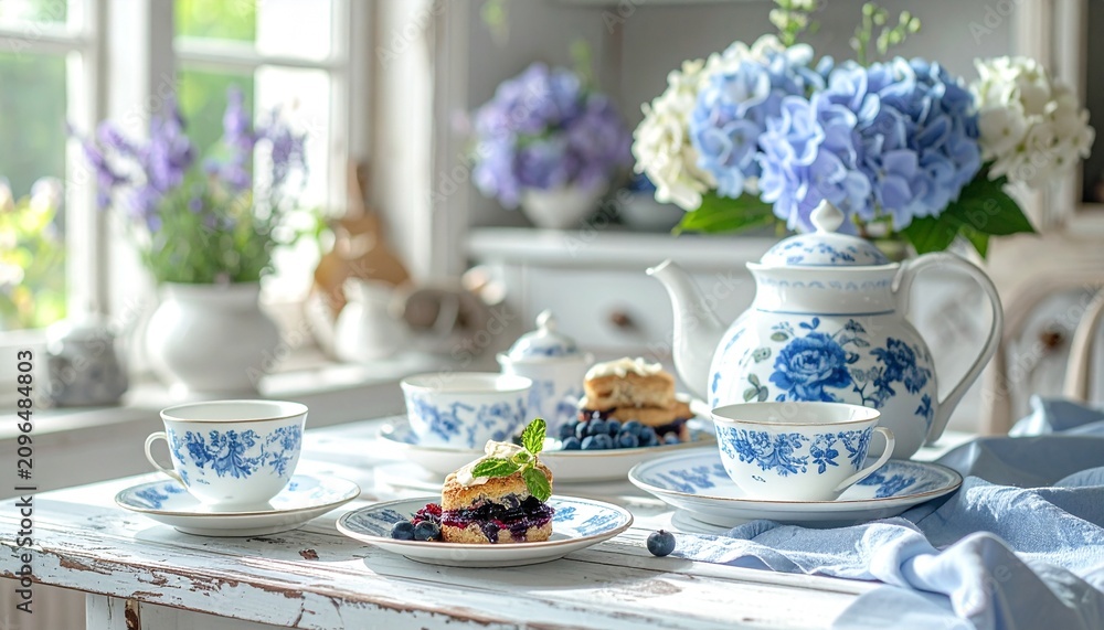 Fototapeta premium Warm homemade tea experience by a sunny garden window.