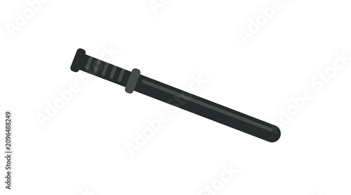 Tableau sur toile Black baton with textured grip flat illustration on white background