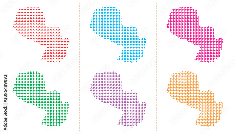 Fototapeta premium Paraguay map constructed with various colorful geometric shapes vector illustration design.