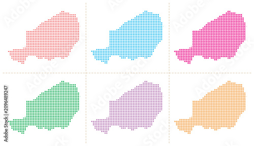 Bild auf Leinwand Set of niger map illustration featuring six distinct stylized vector art variations