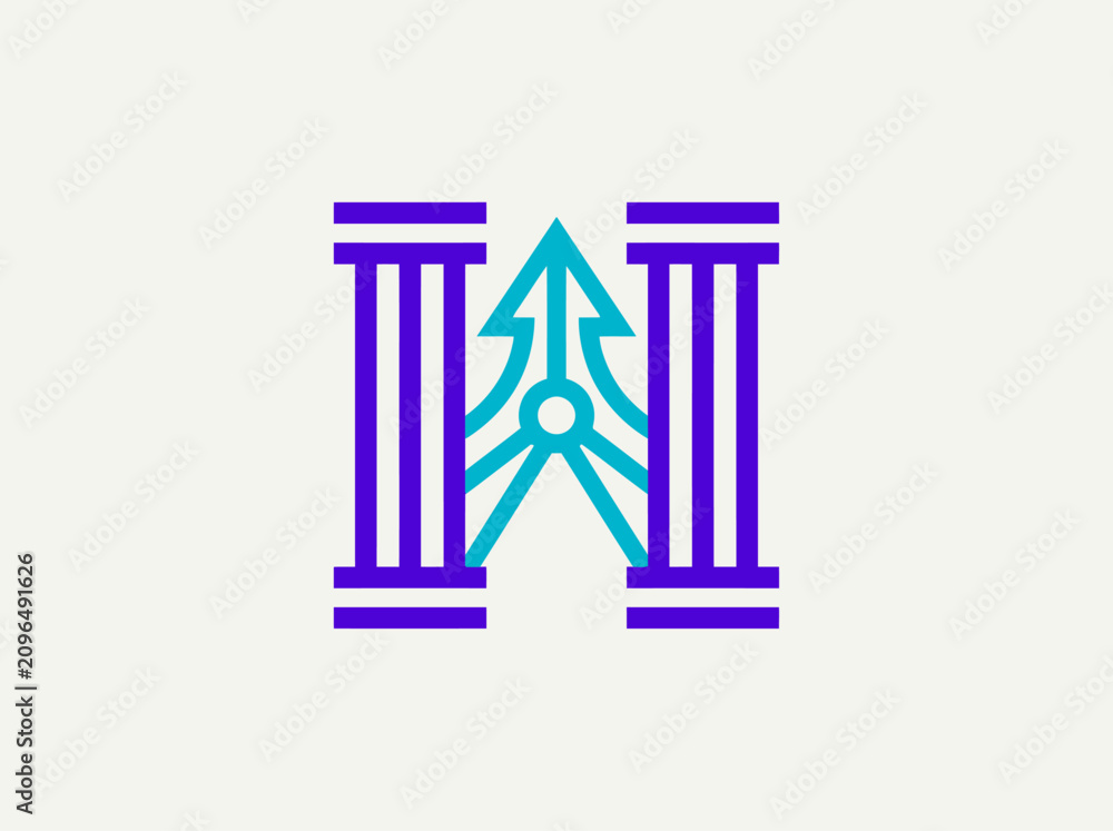 Fototapeta premium Modern Ascending Arrow Symbol With Pillars