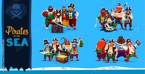 Foto Cartoon caribbean pirate and corsair characters