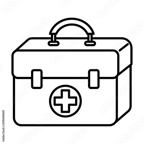 Bild auf Leinwand First Aid Kit Outline Icon for Medical Emergency Safety Design