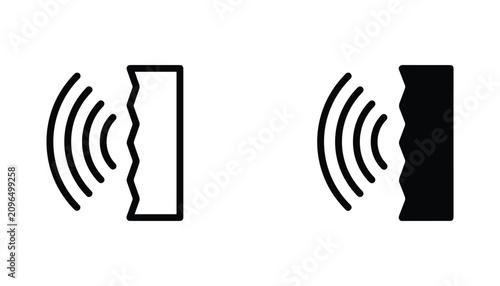 Foto Sound wave reflection vector icon isolated on white Black and white outline line