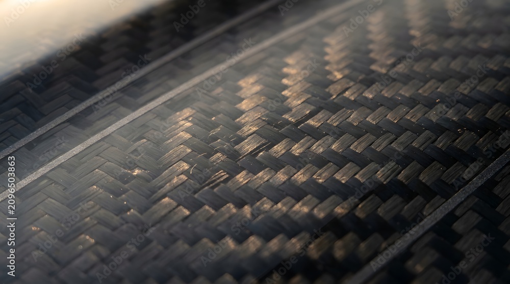 Fototapeta premium Carbon fiber texture with geometric diagonal lines. High-tech industrial material for automotive aerospace and luxury design applications.