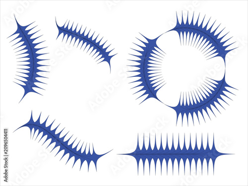 Abstract Blue Geometric Spiky Vector Design Elements and Brush Shapes Set