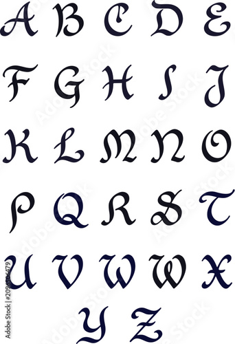 elegant alphabet font in black over white