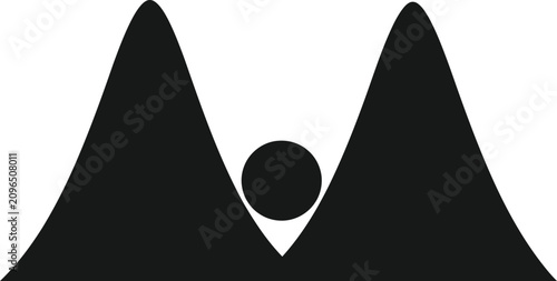 Photos Abstract Two Peaks Curve and Center Ball Geometric Graphic