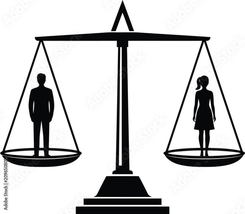 Gender Equality Scale Showing Balance Between Man and Woman