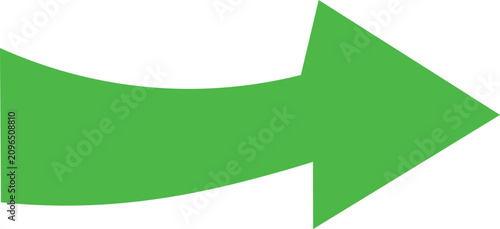 Solid green arrow pointing right with curved and bottom edges