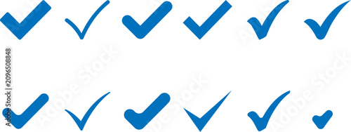 Blue Check Mark Icon Set Vector Graphic Elements For Web Design