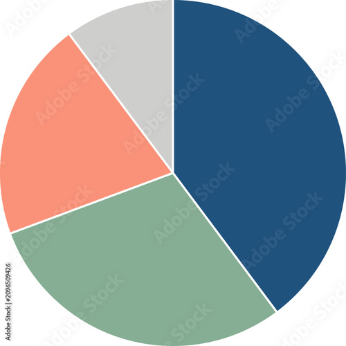 Minimalist four segment pie chart template for business data presentation graphics
