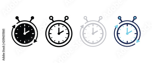 Tableau sur toile Set of four stopwatch icons with circular arrows