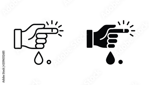 Photos Finger prick test vector icon isolated on white Black and white outline line art