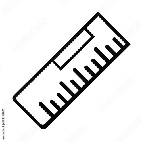 Black ruler icon on white background