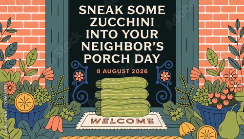 Tableau sur toile Decorative graphic poster for sneak some zucchini into your neighbor day