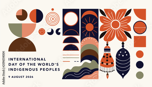 Foto Modern abstract geometric graphic for international indigenous peoples day celeb