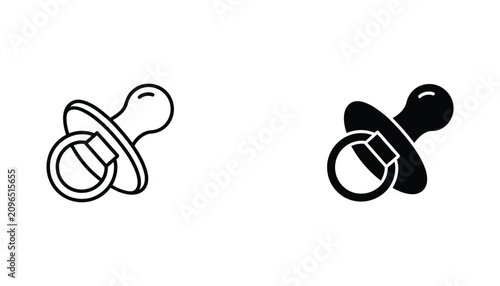 Quadro su tela Pacifier vector icon isolated on white Black and white outline line art and soli