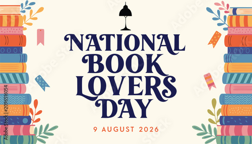 Obraz na płótnie Decorative poster design celebrating national book lovers day in August