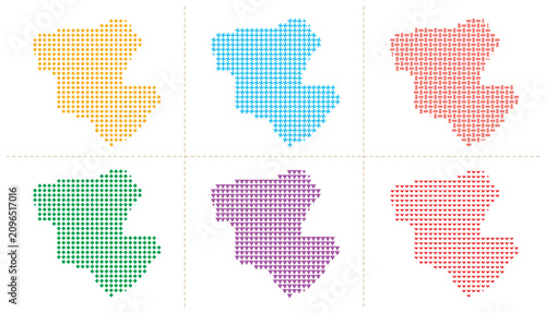 Foto Abidjan district ivory coast vector illustration map silhouette composed of various icons