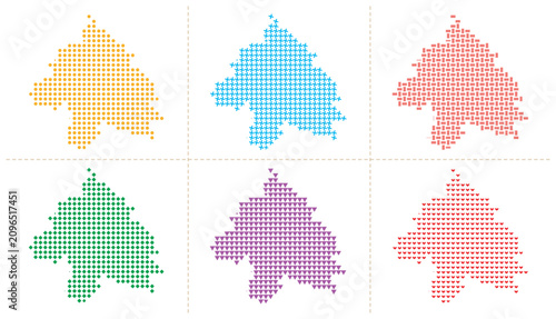 Fotografía Lesotho map vector dot, plus, rectangle, diamond, triangle and heart illustration