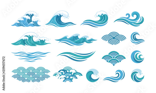 Collection of various wave designs.