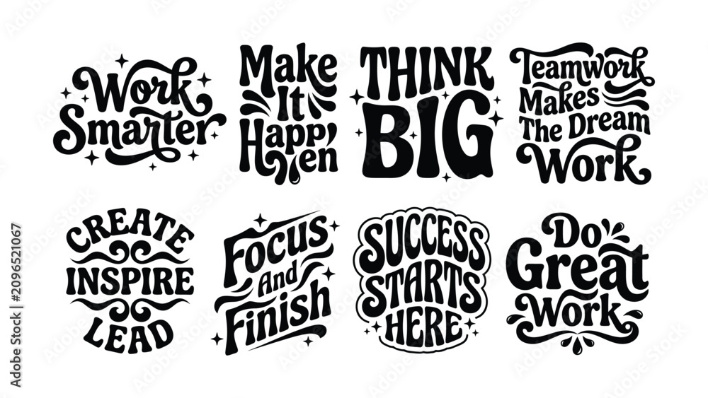Obraz premium Creative Motivational Workplace Sayings with Handwritten Style Typography Designs